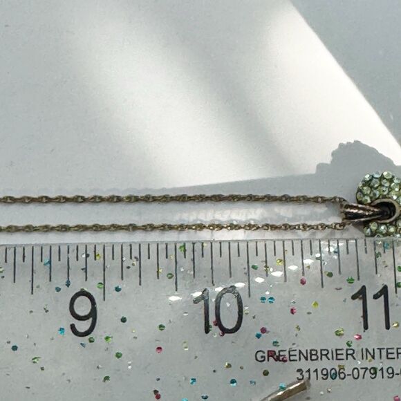 Vintage Gold Filled Pave Aurora Borealis Rhinestone Puffy Heart Pendant Necklace - Picture 10 of 12